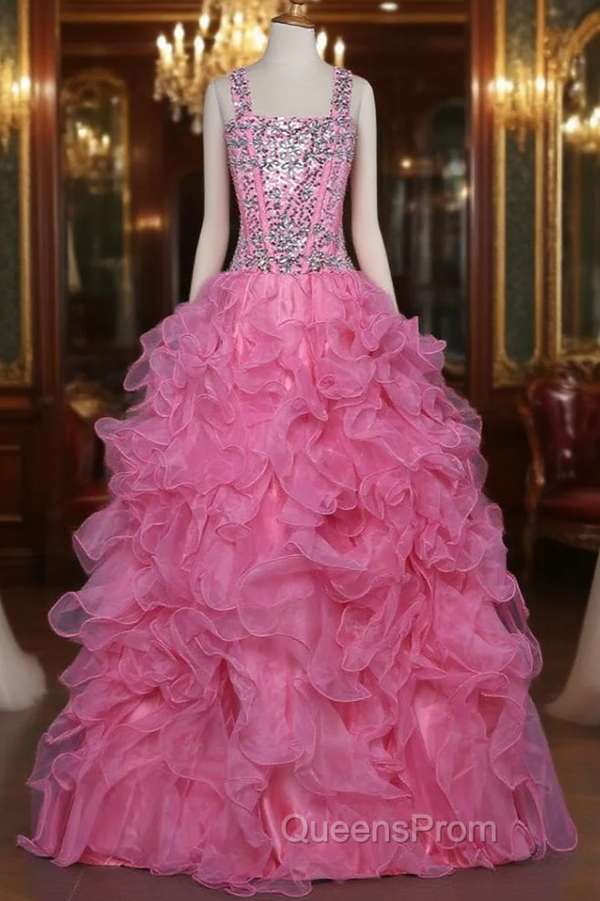 Girls Pageant Dress For Weddings Ball Gown Tank Crystals Sequins