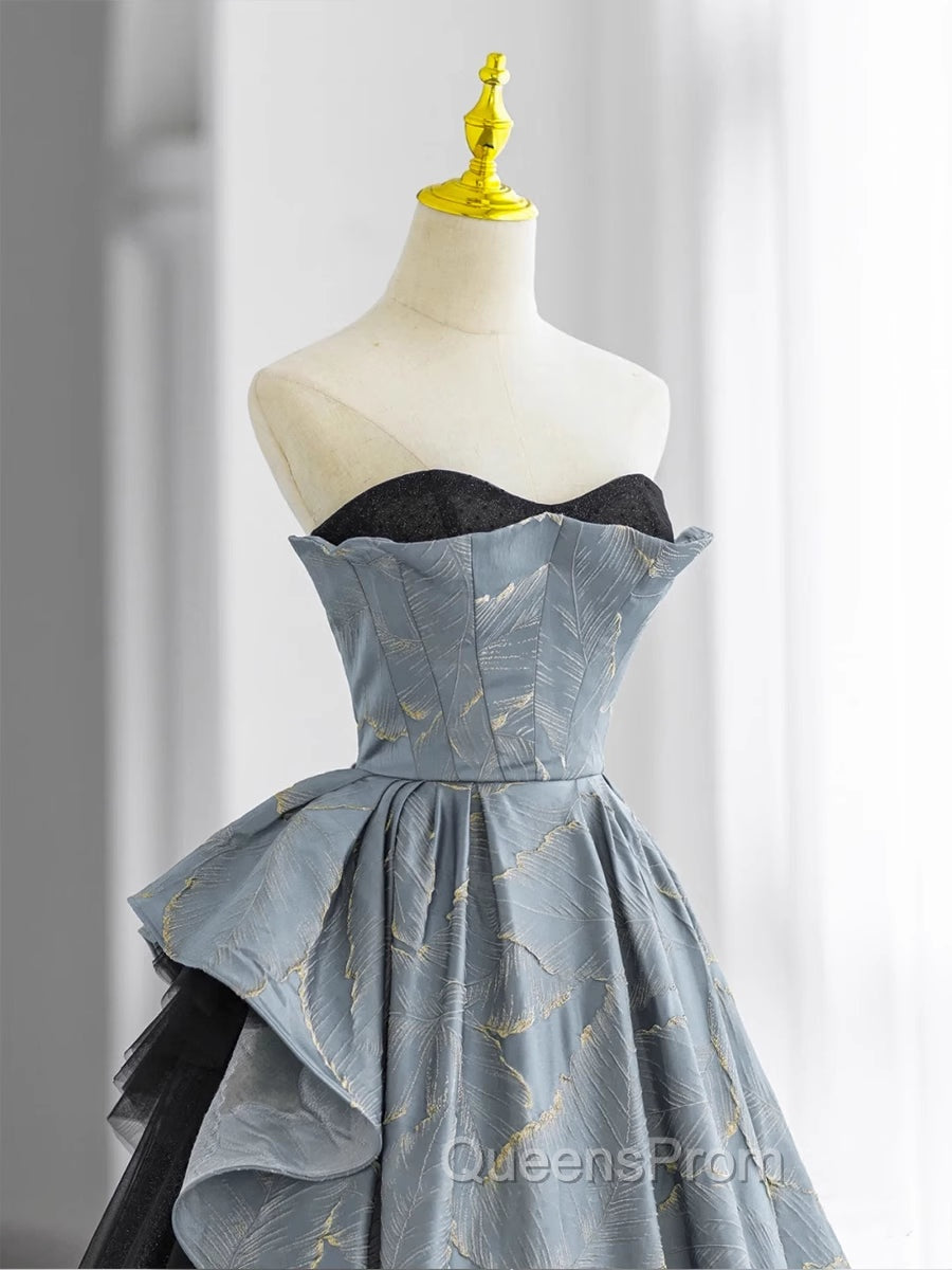Glam A-line Blue-Grey Sweetheart Long Party Dress, Floor Length Tulle Evening Prom Dress Evening Dress Secondary image