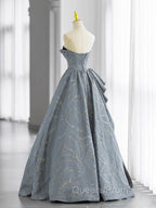 Glam A-line Blue-Grey Sweetheart Long Party Dress, Floor Length Tulle Evening Prom Dress Evening Dress