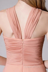 Glam Blush Pink Evening Prom & Wedding Dress-Sweet 16 Chiffon Evening Gown For Graduation & Quinceanera