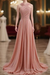 Glam Blush Pink Evening Prom & Wedding Dress-Sweet 16 Chiffon Evening Gown For Graduation & Quinceanera