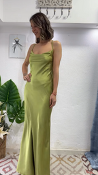 Glam Olive Green Spaghetti Straps Mermaid Satin Long Classy Prom Dress Classy Evening Gowns With Backless