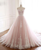 Glam Pink Tulle Sweetheart Straps Princess Evening Dress, Pink Party Dress
