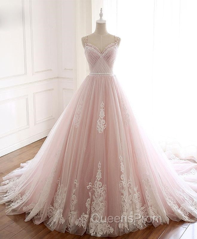 Glam Pink Tulle Sweetheart Straps Princess Evening Dress, Pink Party Dress