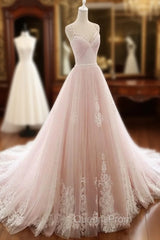Glam Pink Tulle Sweetheart Straps Princess Evening Dress, Pink Party Dress