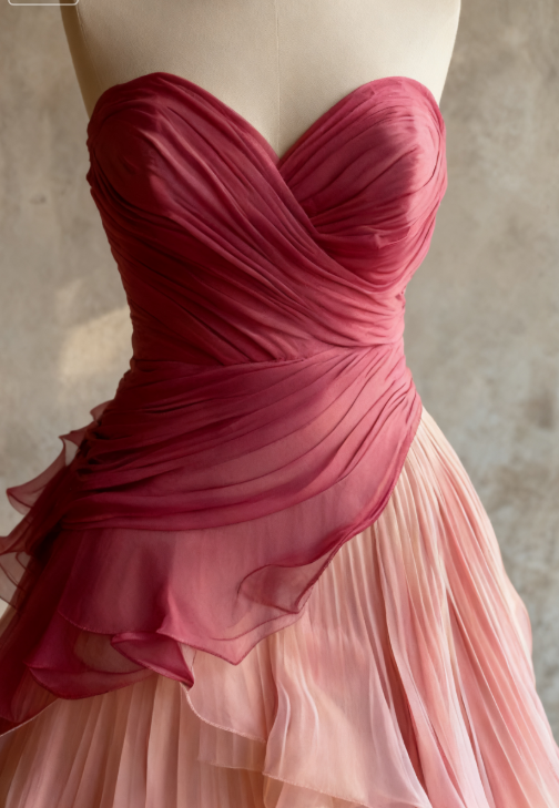 Glam Sweetheart A-Line Pink Long Classy Prom Dress Chiffon Pleated Pink Qucneanera Dress Sweet 16 Dress Secondary image