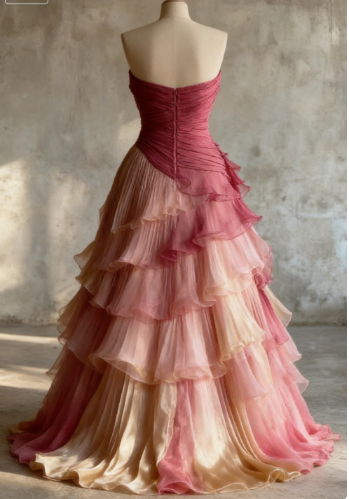 Glam Sweetheart A-Line Pink Long Classy Prom Dress Chiffon Pleated Pink Qucneanera Dress Sweet 16 Dress