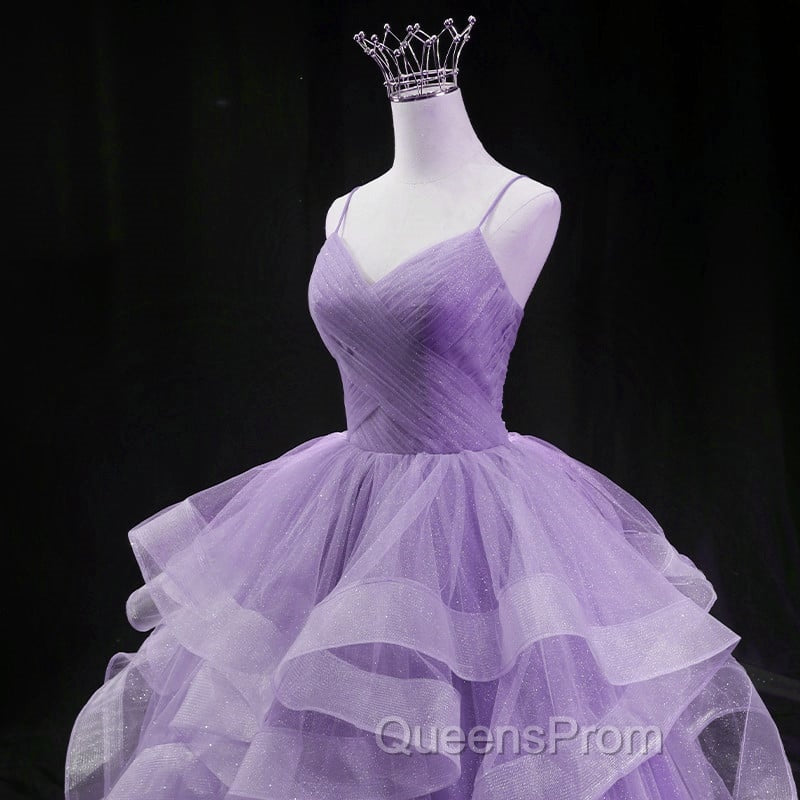 Glam Tulle Light Purple Long Evening Dress Ball Gown Sweet 16 Dress Evening Prom Dress shops Secondary image