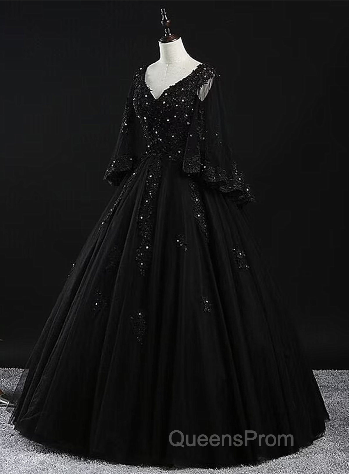 Glam Tulle With Lace Applique Ball Gown Sweet 16 Dress, Beaded Evening Prom Dress Evening Dress Secondary image