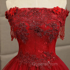Glam Wine Red Quinceanera Dress Party Dress, Tulle Long Embroidered with Flowers Evening Dress