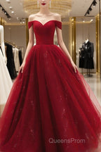 Glam Wine Red Sweetheart Tulle Shiny Long Evening Prom Dress Party Dress, Wine Red Formal Dress