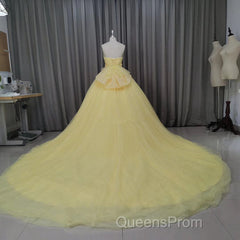 Glam Yellow Sweetheart Flowers Sweet 16 Gown, Yellow Formal Gown