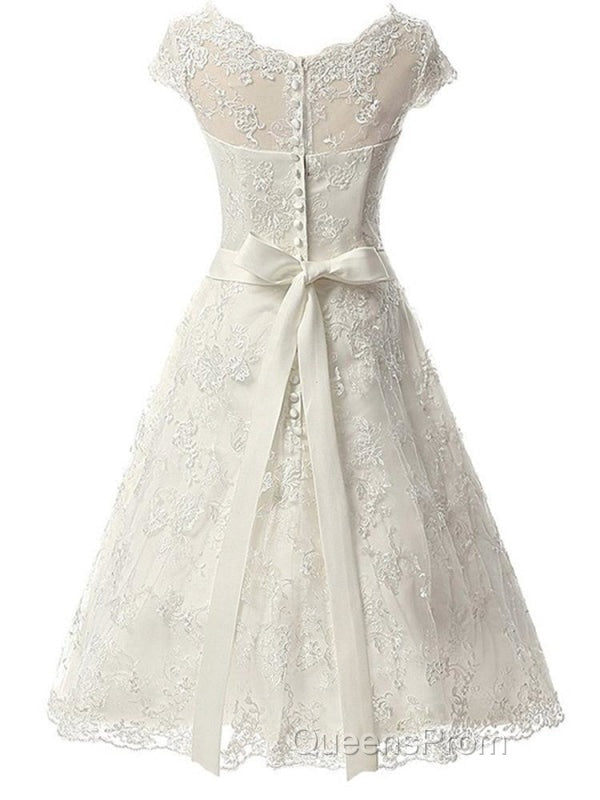 Glamorous Cap Sleeves Covered Button Ribbon Wedding Dress Secondary image