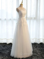 Glamorous Long Evening Dress Lace Cameo Pink Party Dress A Line Applique Tulle Maxi Evening Dress