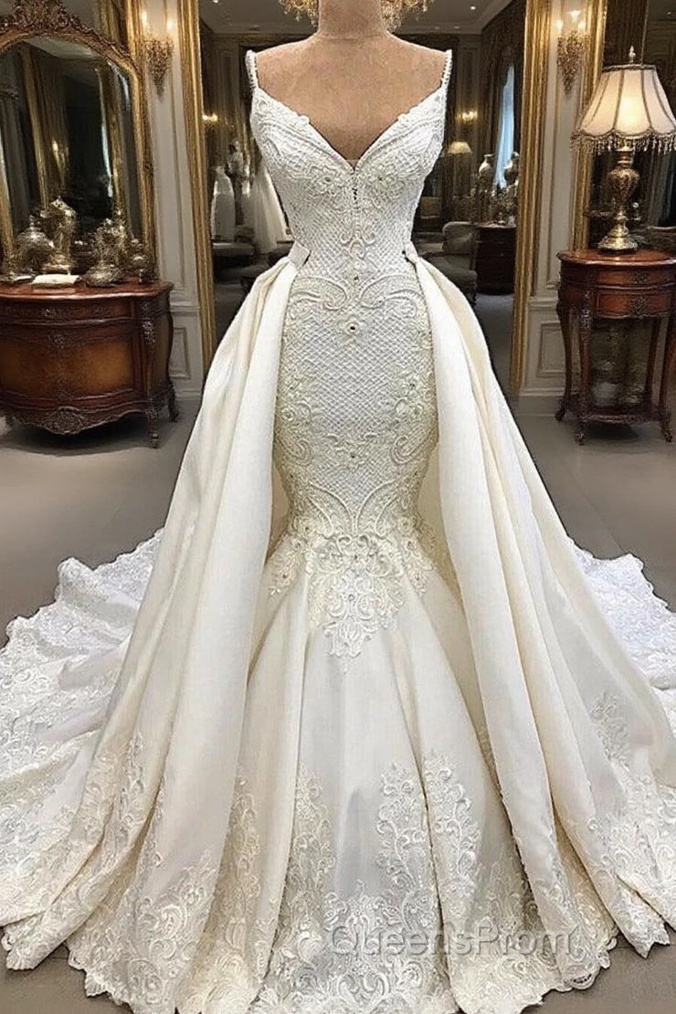 Glamorous Mermaid Sleeveless Lace Wedding Dress Overskit Main image