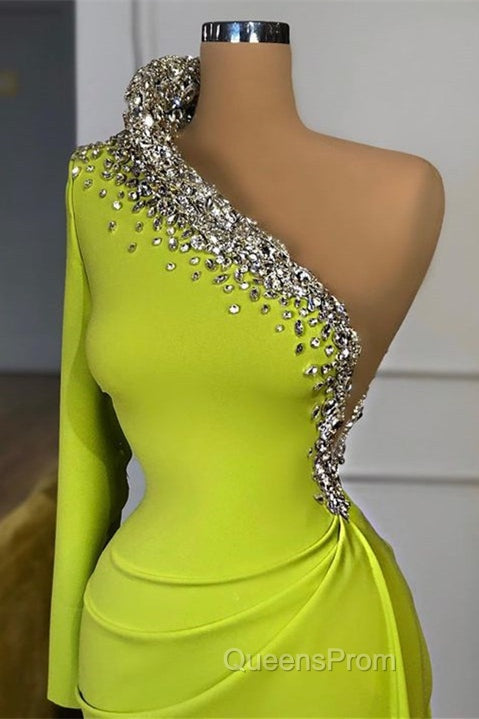 Glamorous One Shoulder Long Sleeves Mermaid Evening Dress With Beads Secondary image