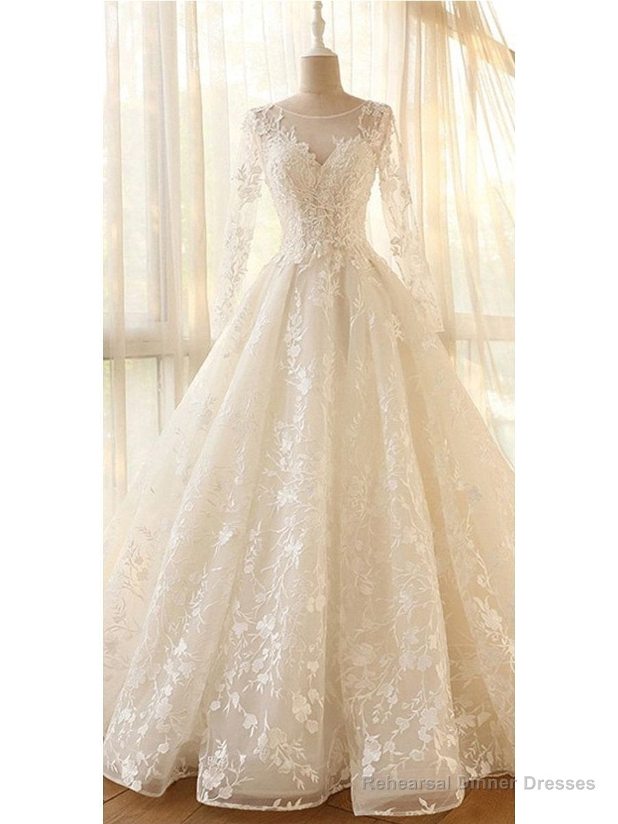 Glamour Modest Jewel Neck Modest Long Sleeve A Line Wedding Dress Secondary image