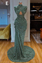 Glitter Off-the-Shoulder Slim Mermaid Evening Prom Party GownsSleeveless Mermaid Evening Gowns
