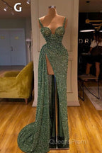 Glitter Off-the-Shoulder Slim Mermaid Evening Prom Party GownsSleeveless Mermaid Evening Gowns