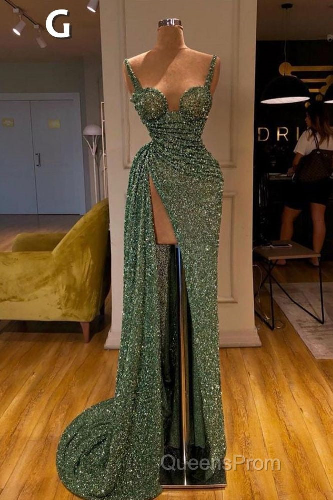 Glitter Off-the-Shoulder Slim Mermaid Evening Prom Party GownsSleeveless Mermaid Evening Gowns