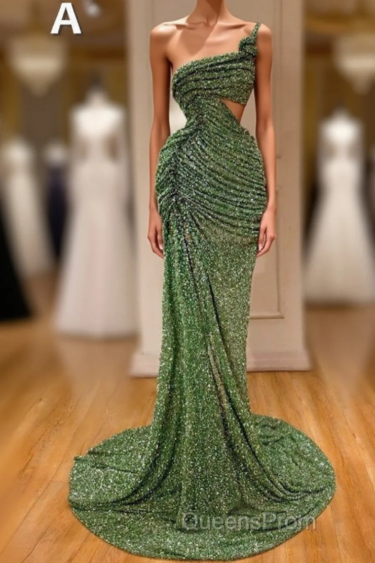 Glitter Off-the-Shoulder Slim Mermaid Evening Prom Party GownsSleeveless Mermaid Evening Gowns Main image