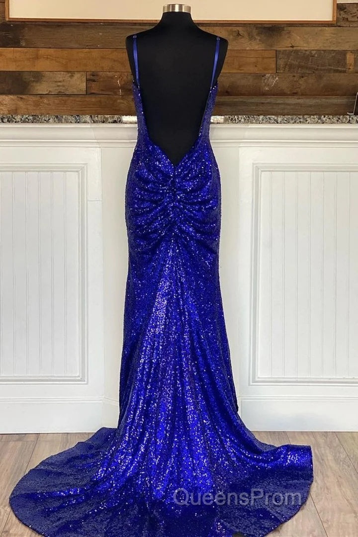 Glitter Royal Blue Sequins Evening Prom Dress Regency Backless Mermaid Formal Dress Secondary image