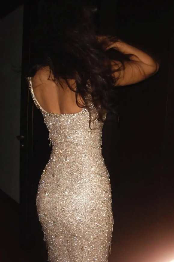 Glitter Sequins Mermaid Party Classy Evening Dress Champagne Classy Prom Dress