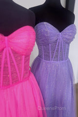 Glitter Sweetheart Sheer Corset A-Line Long Evening Prom Dress