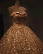 Glitter Tulle Evening Prom Dress Sweetheart Ball Gown