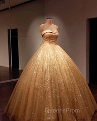 Glitter Tulle Evening Prom Dress Sweetheart Ball Gown