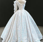 Glitter White Sequin Wedding Dress One Shoulder Ball Gown Quinceanera Dress