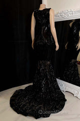 Glittery Long Red Mermaid Sleeveless Evening Prom Dress Sequin