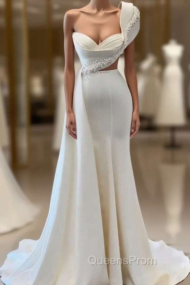 Glorious One Shoulder Sleeveless Sweetheart A-line Bridal Dress With Beads Main image