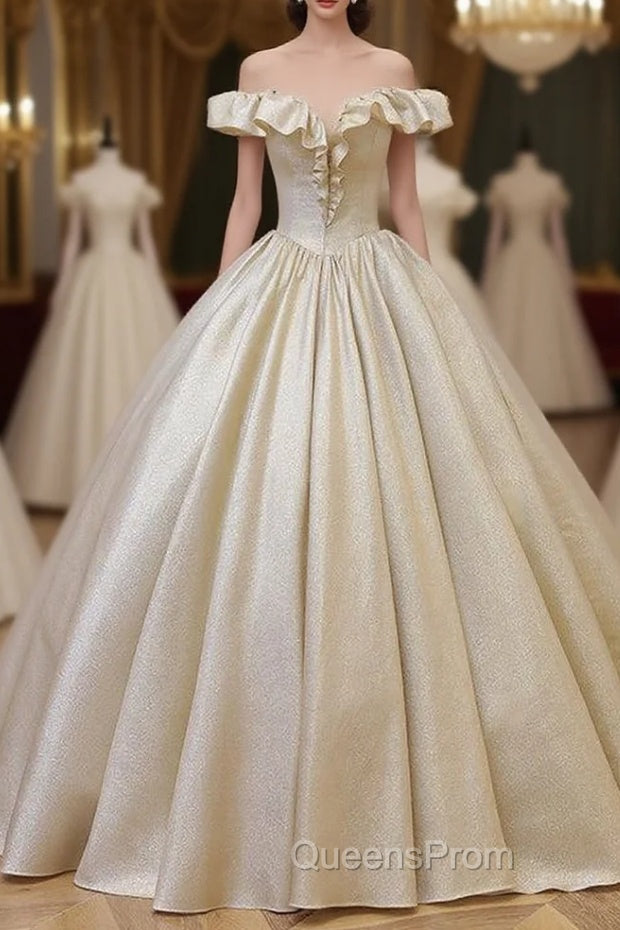 Gold Ball Gown Off the Shoulder Quinceanera Dress