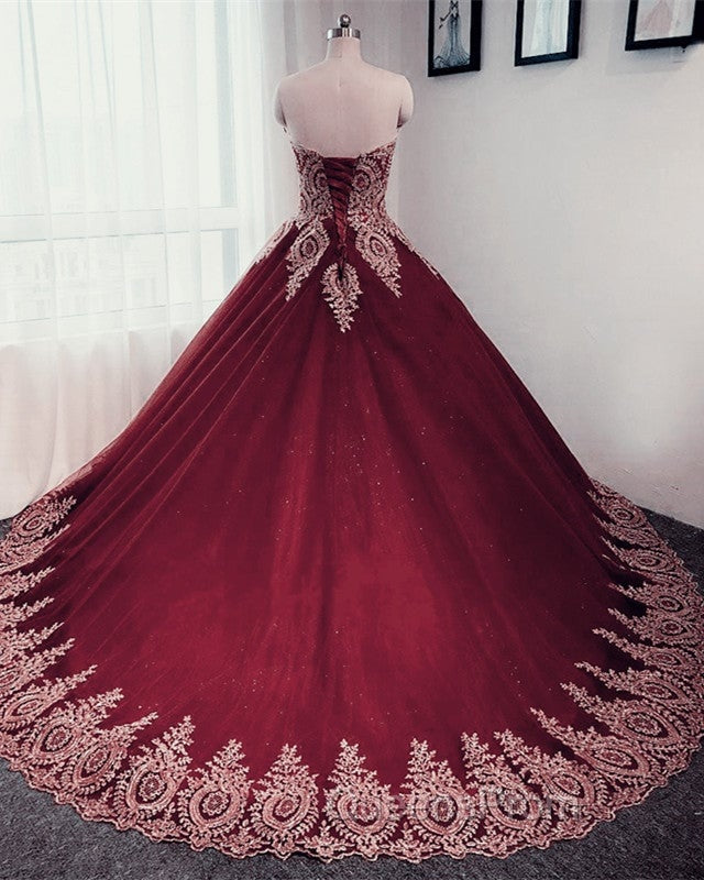 Gold Lace Sweetheart Tulle Ball Gowns Quinceanera Dress Secondary image