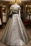 Gold Off the Shoulder Flower Evening Prom Dress