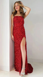 Gold Sequin Strapless Backless Mermaid Classy Prom Dress