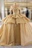 Gold Sequins Off the Shoulder Beading Evening Prom Dress