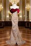 Gold Sequins Off the Shoulder Burgundy Velvet Evening Prom Dress