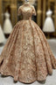 Gold Sequins Off the Shoulder Evening Prom Dress