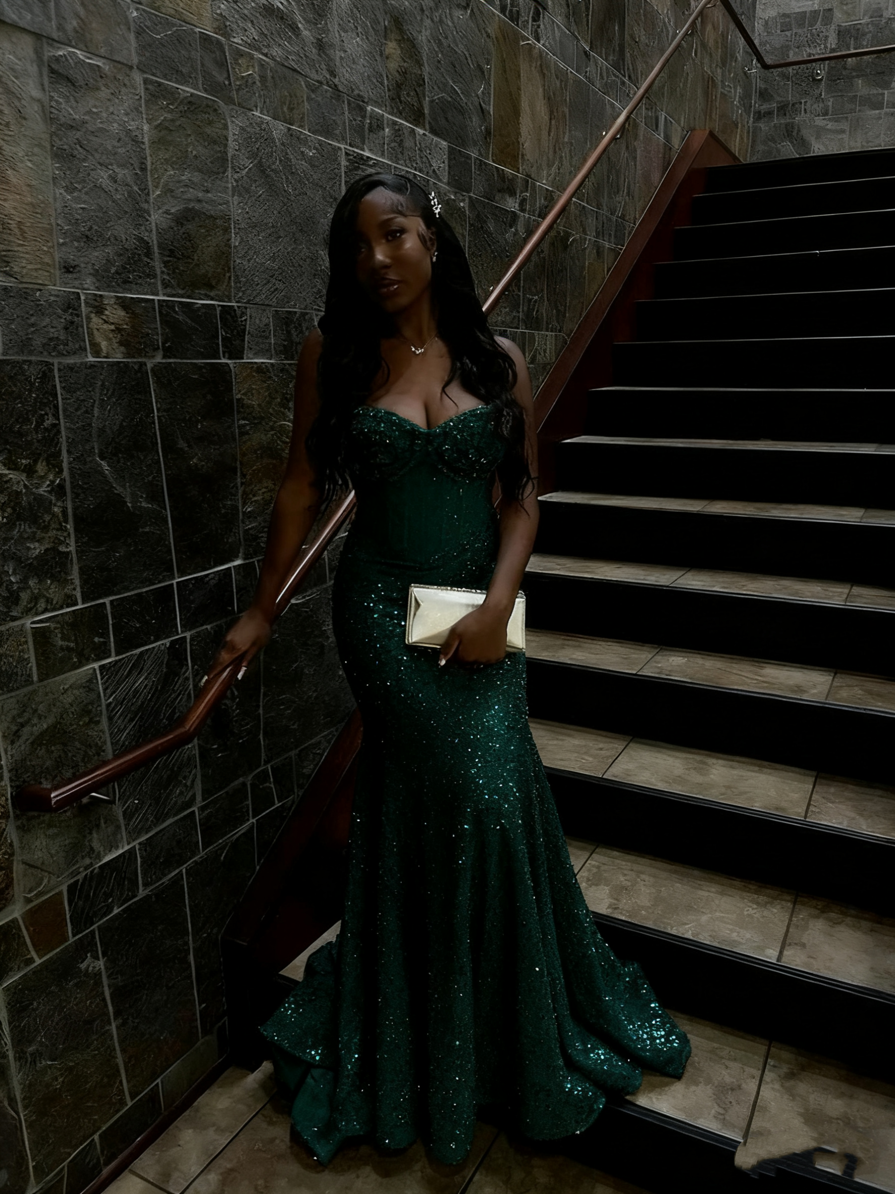 Gold Sequin Mermaid Long Classy Prom Gown Classy Evening Dress