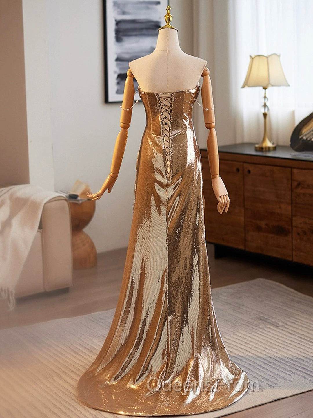 Golden Mermaid Sequins Long Evening Prom Dress Evening Dress Secondary image