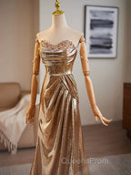 Golden Mermaid Sequins Long Evening Prom Dress Evening Dress