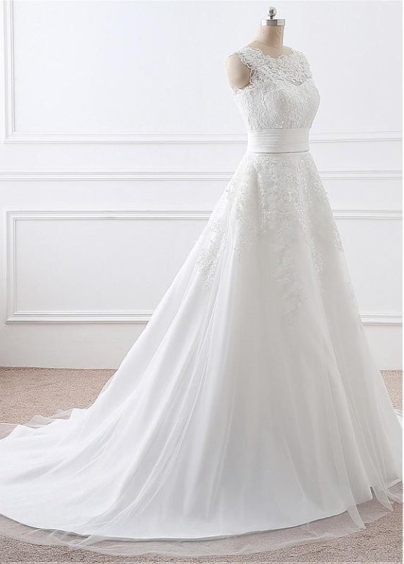 Gorgeous 2 in 1 Removable Skirt Wedding Dress With Detachable Skirts