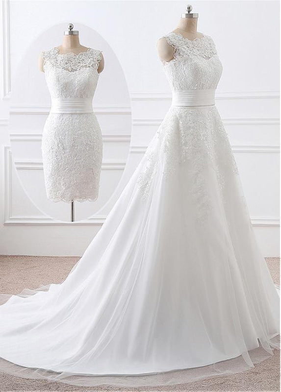 Gorgeous 2 in 1 Removable Skirt Wedding Dress With Detachable Skirts Main image