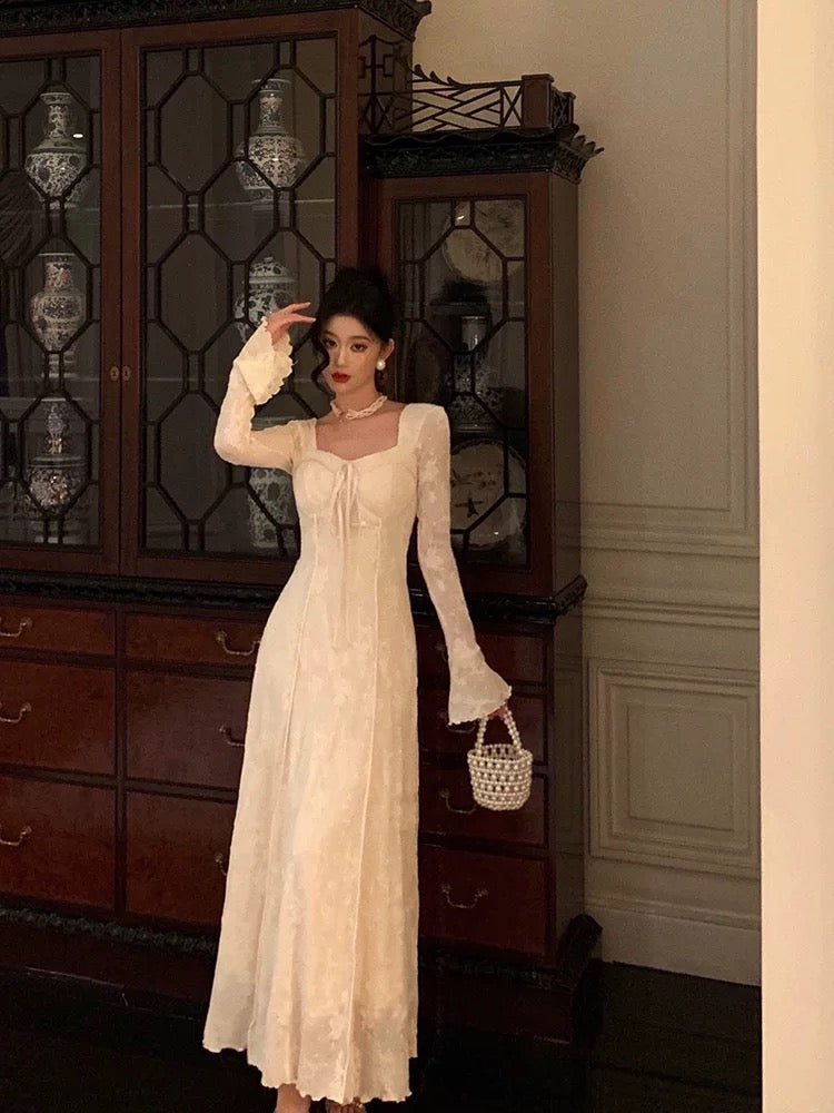 Gorgeous A Line Long Sleeves White Lace Date Night Dress Classy Prom Dress Birthday Outfits Main image