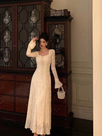 Gorgeous A Line Long Sleeves White Lace Date Night Dress Classy Prom Dress Birthday Outfits