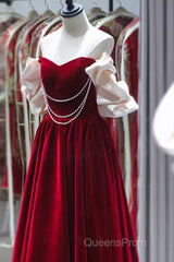 Gorgeous A Line Off The Shoulder Velvet Red Evening Prom Dress