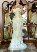 Gorgeous A-Line Strapless Chiffon Long Classy Prom Dress Classy Evening Dress