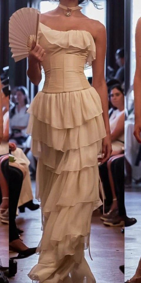 Gorgeous A-Line Strapless Chiffon Long Classy Prom Dress Classy Evening Dress